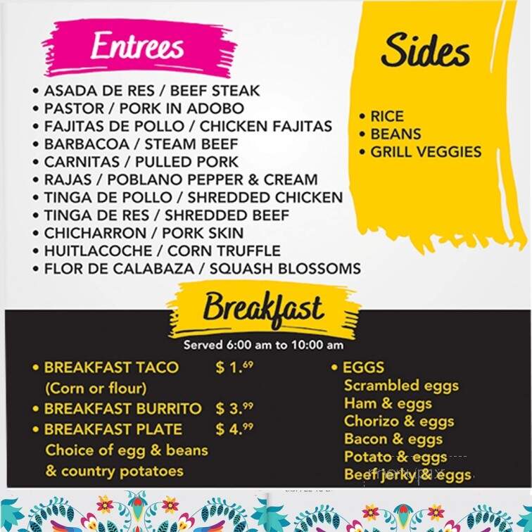 Comalli Mexican Kitchen - Midwest City, OK menu_pic