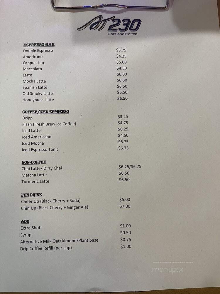 AT230 Cars and Coffee - La Habra, CA menu_pic