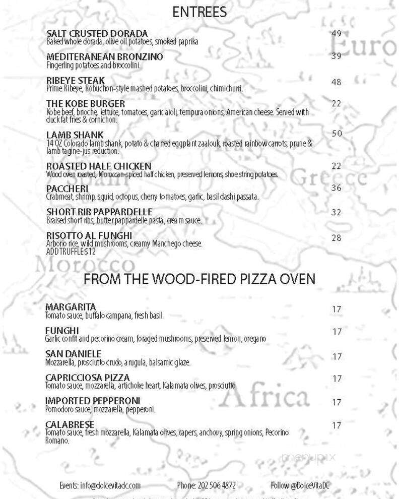 Dolce Vita Coastal Mediterranean Cuisine - Washington, DC menu_pic