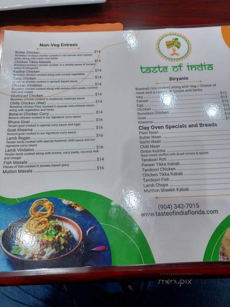 Taste Of India - St. Augustine, FL menu_pic