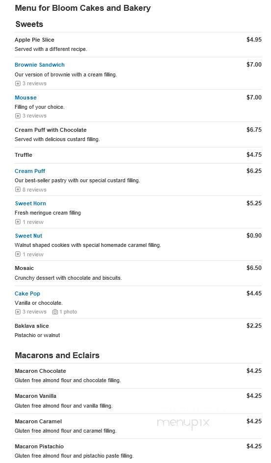 Bloom Cakes and Bakery - Caldwell, NJ menu_pic