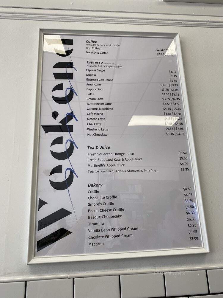Cafe Weekend - Allston, MA menu_pic
