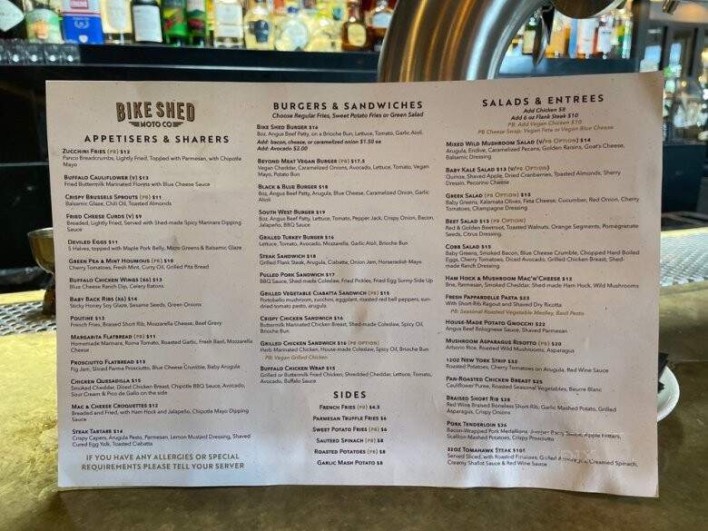 Bike Shed Moto Co - Los Angeles, CA menu_pic
