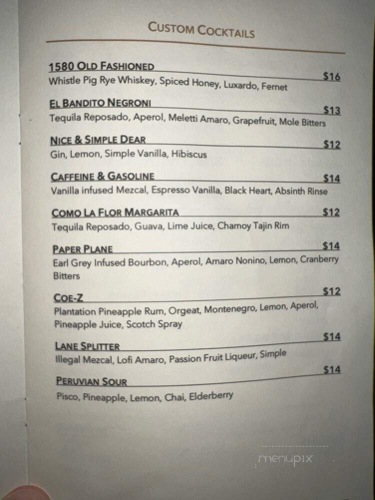 Bike Shed Moto Co - Los Angeles, CA menu_pic