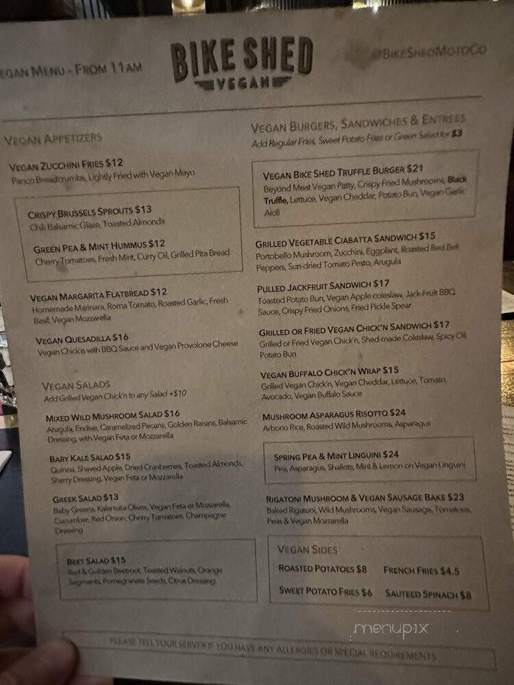 Bike Shed Moto Co - Los Angeles, CA menu_pic