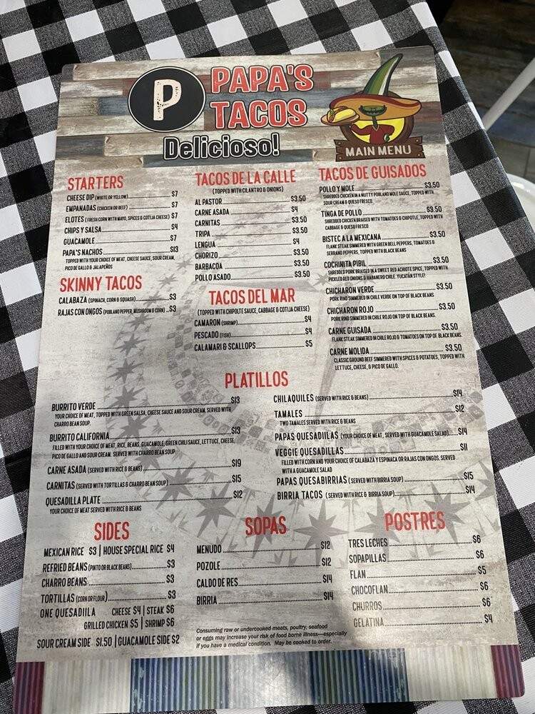 Papas Tacos - Pensacola, FL menu_pic
