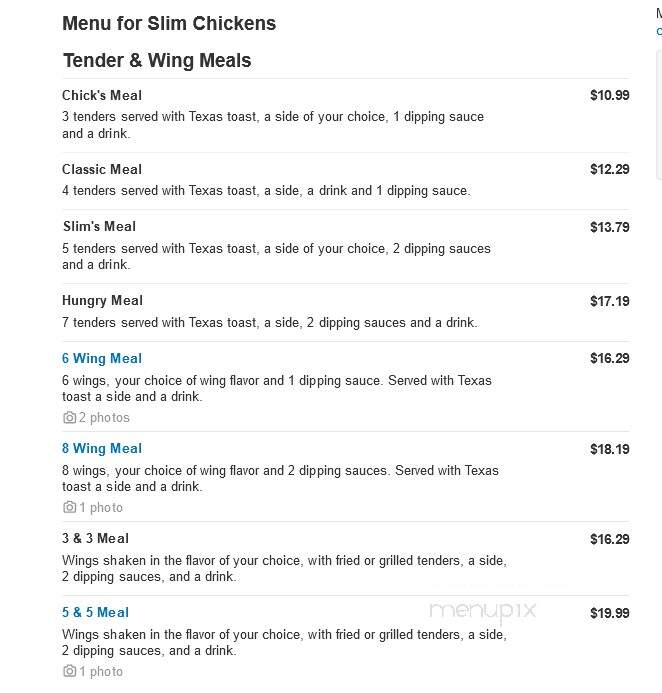 Slim Chickens - California, MD menu_pic