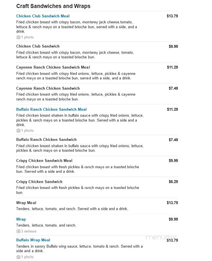 Slim Chickens - California, MD menu_pic