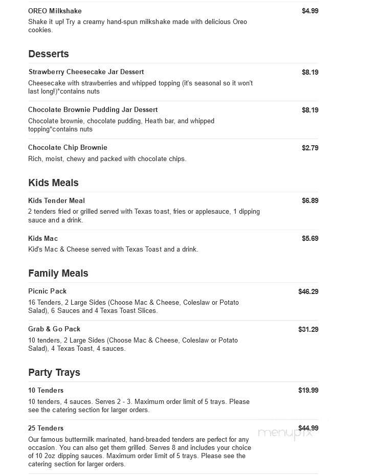 Slim Chickens - California, MD menu_pic
