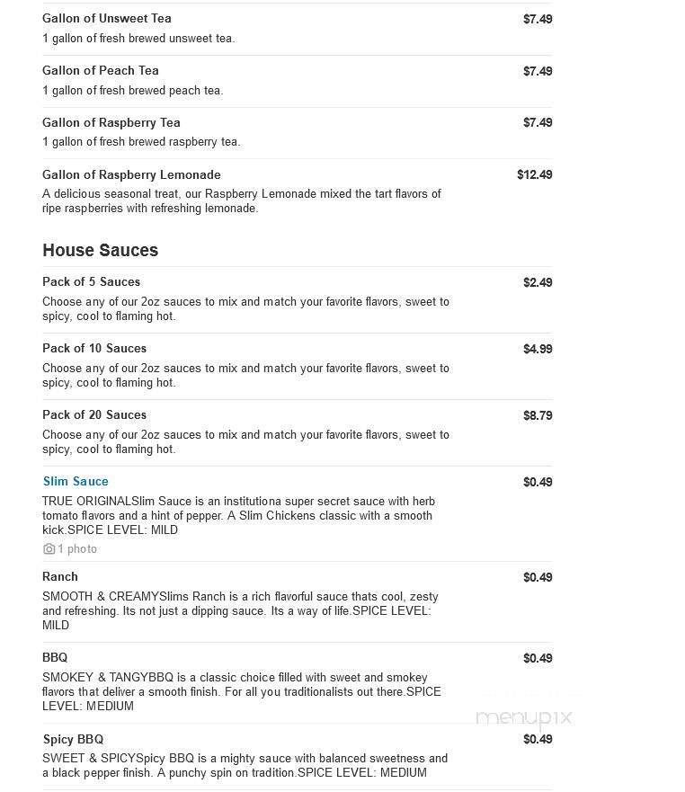 Slim Chickens - California, MD menu_pic