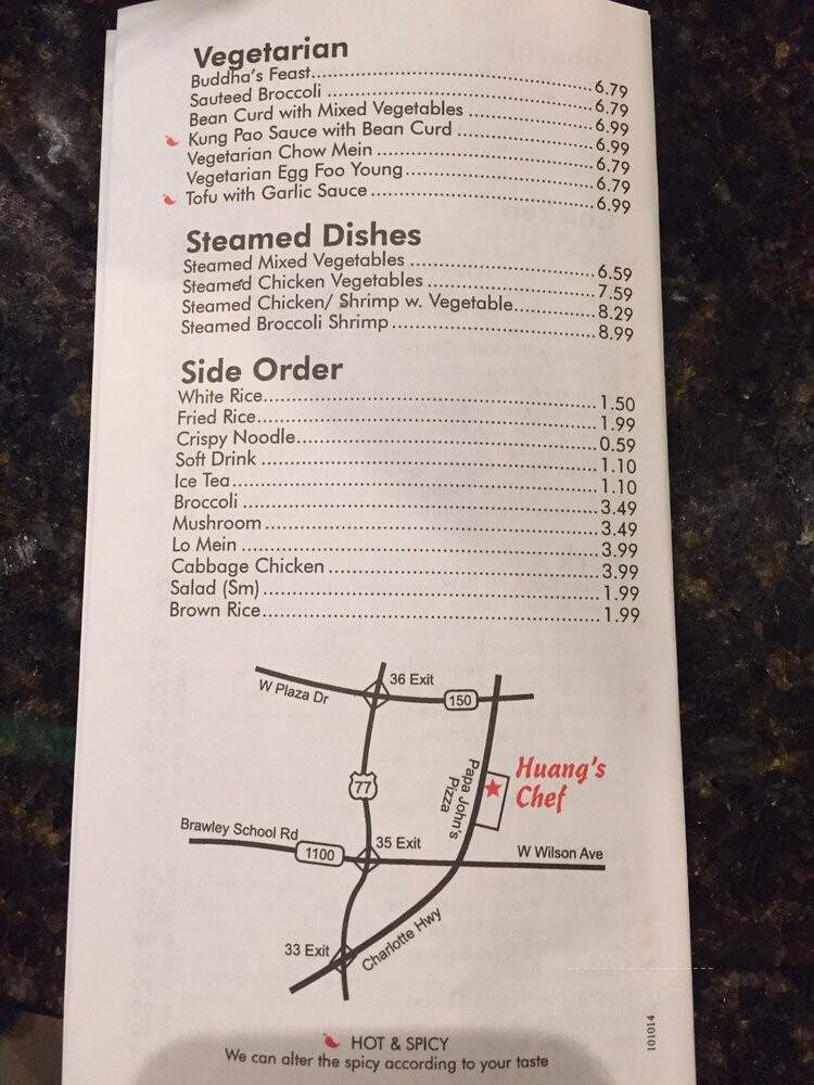 Huang's Chef - Mooresville, NC menu_pic