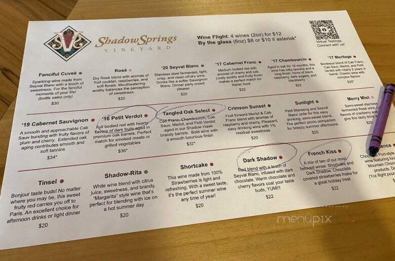 Shadow Springs Vineyard - Hamptonville, NC menu_pic