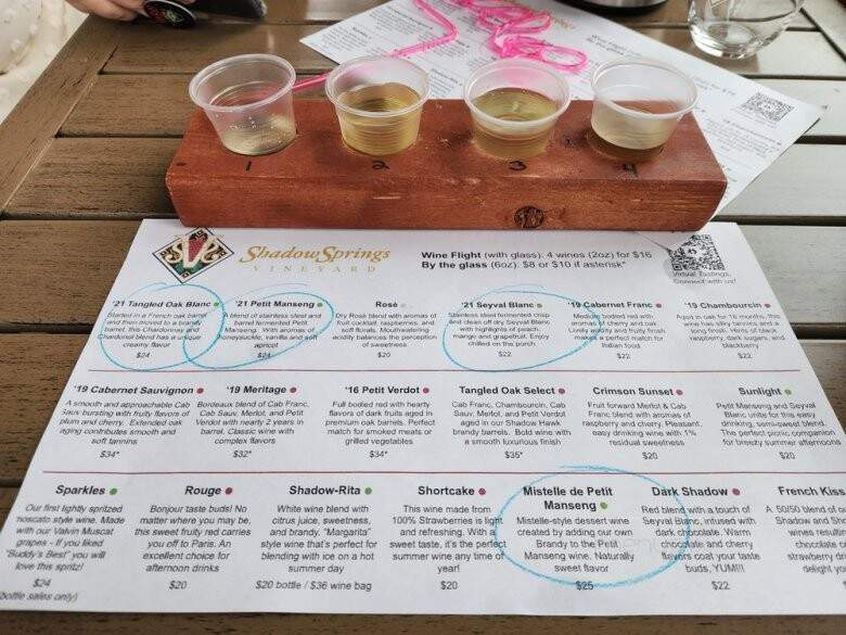 Shadow Springs Vineyard - Hamptonville, NC menu_pic