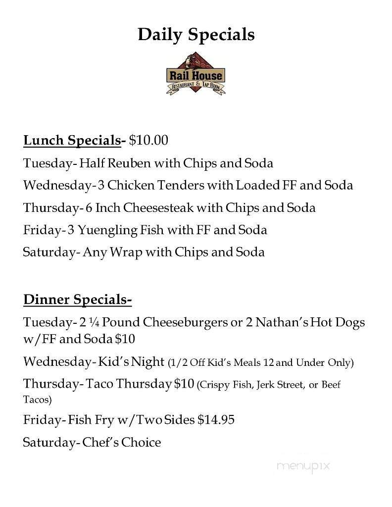 Rail House Restaurant & Tap Room - Waverly, NY menu_pic