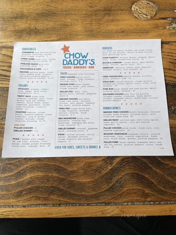 Chow Daddy's - Bluffton, SC menu_pic
