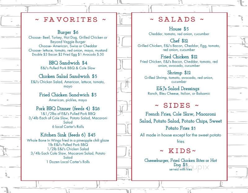 E&J's Deli Pub - Waynesboro, VA menu_pic