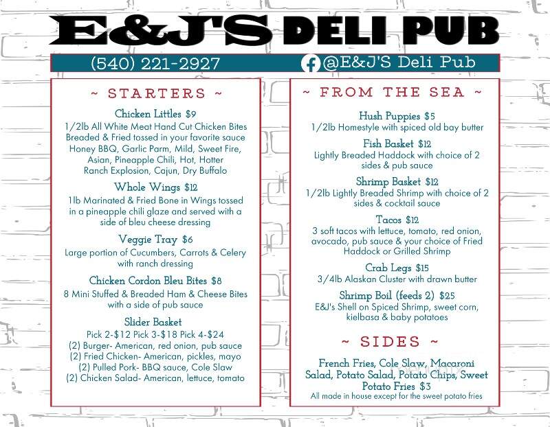 E&J's Deli Pub - Waynesboro, VA menu_pic