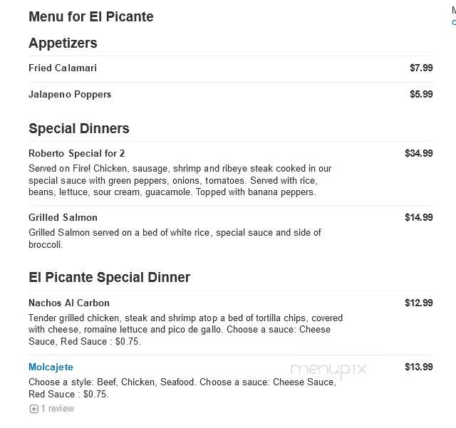 El Picante - Loveland, OH menu_pic