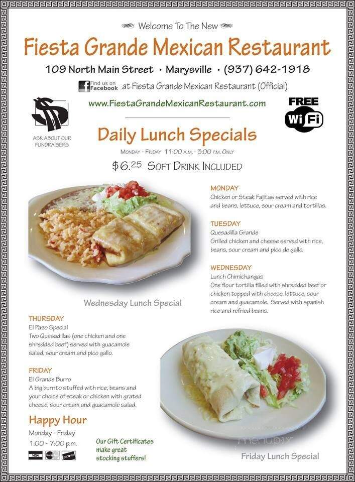 Fiesta Grande - Marysville, OH menu_pic