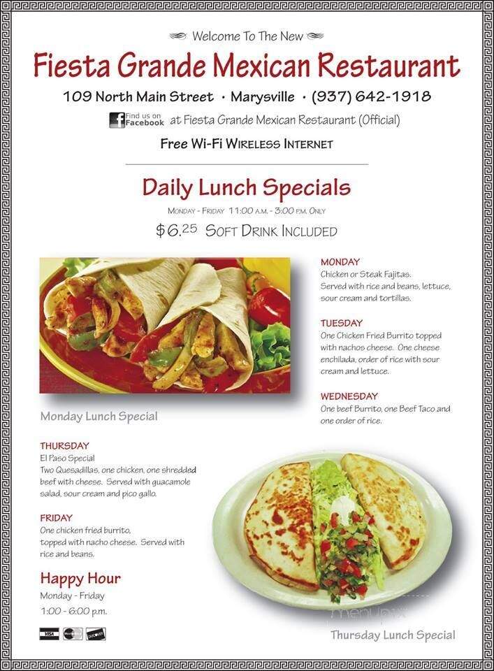 Fiesta Grande - Marysville, OH menu_pic