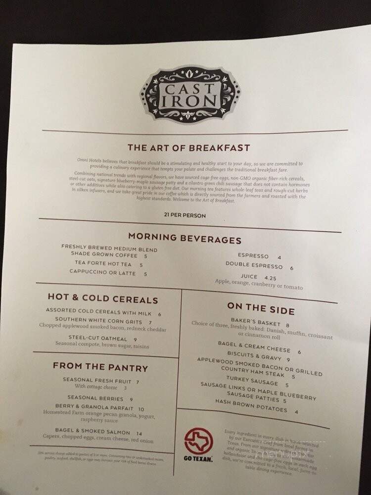 Cast Iron at the Omni Fort Worth - Fort Worth, TX menu_pic