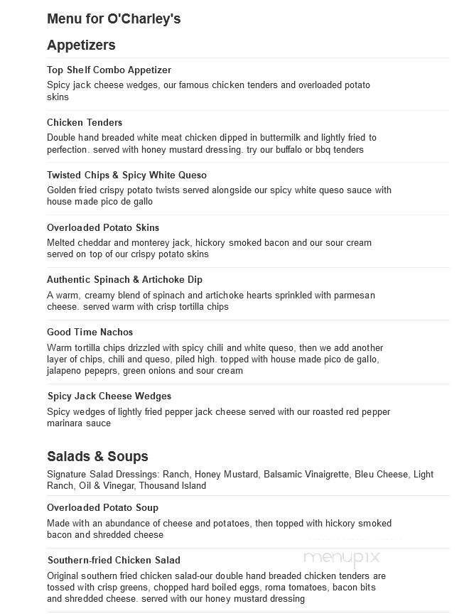 O'Charley's - Warren, OH menu_pic