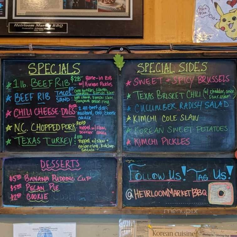 Heirloom Market BBQ - Atlanta, GA menu_pic