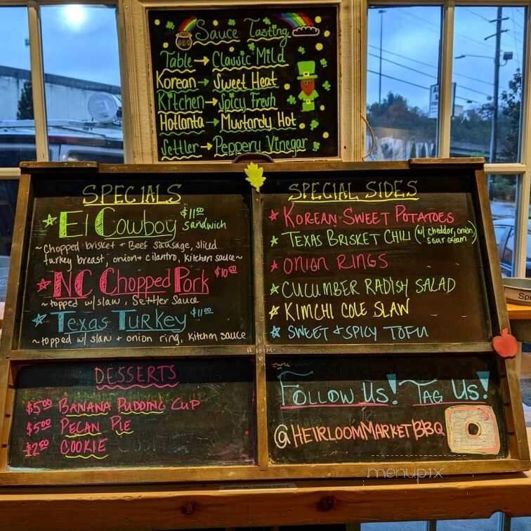 Heirloom Market BBQ - Atlanta, GA menu_pic