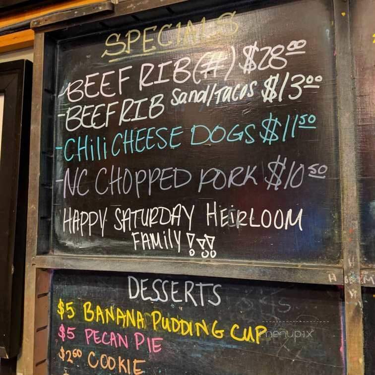 Heirloom Market BBQ - Atlanta, GA menu_pic