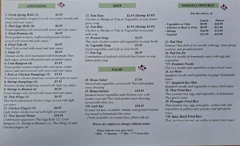 Thai Place Restaurant - Windham, ME menu_pic