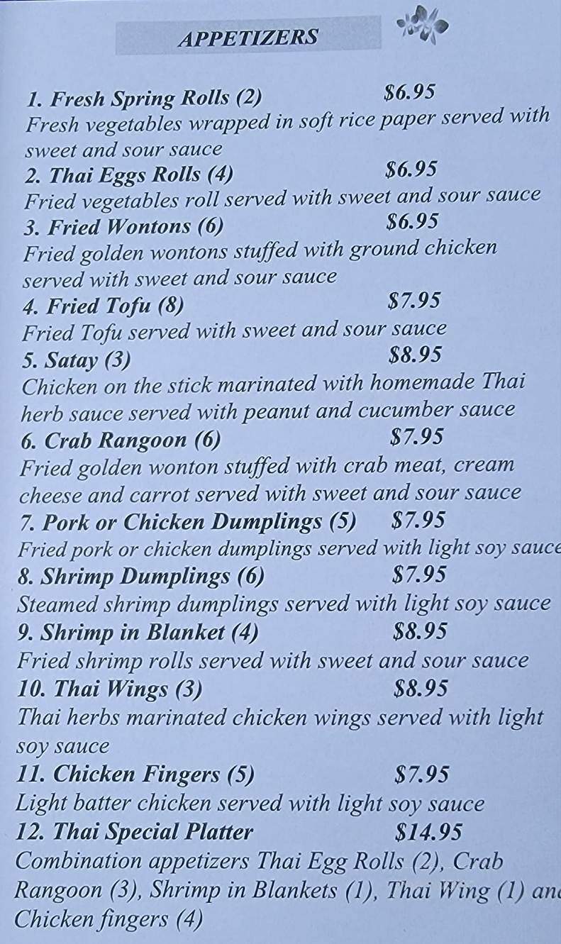 Thai Place Restaurant - Windham, ME menu_pic