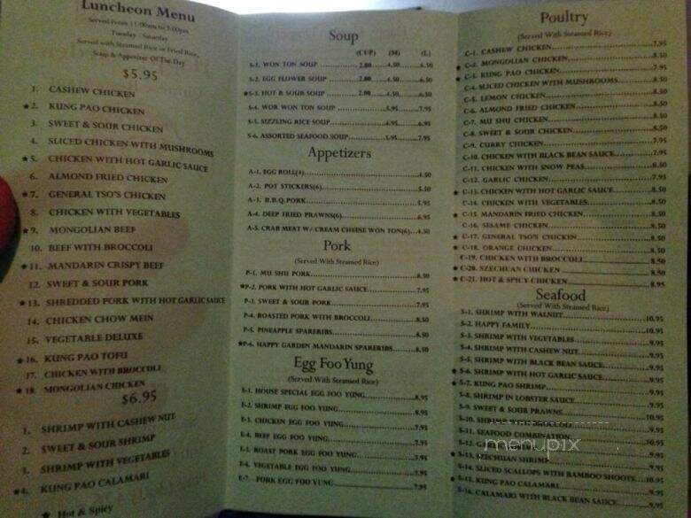 Happy Garden Chinese Rstrnt - Shelton, WA menu_pic