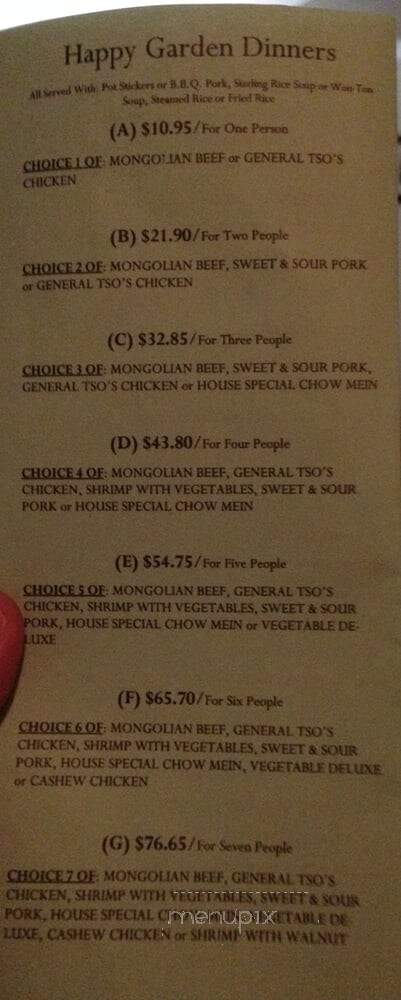 Happy Garden Chinese Rstrnt - Shelton, WA menu_pic