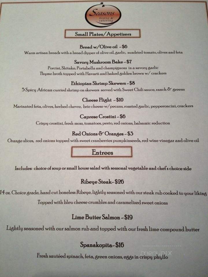 Seasons Bistro - Lewiston, ID menu_pic