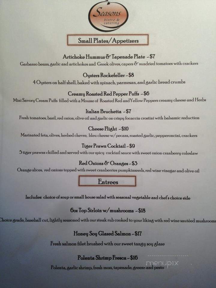 Seasons Bistro - Lewiston, ID menu_pic