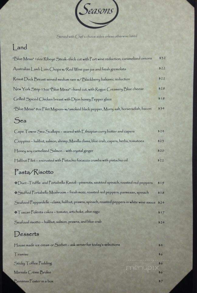 Seasons Bistro - Lewiston, ID menu_pic