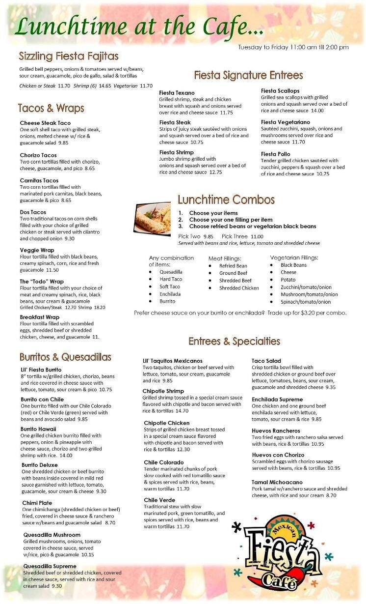 Fiesta Cafe - Mechanicsville, MD menu_pic