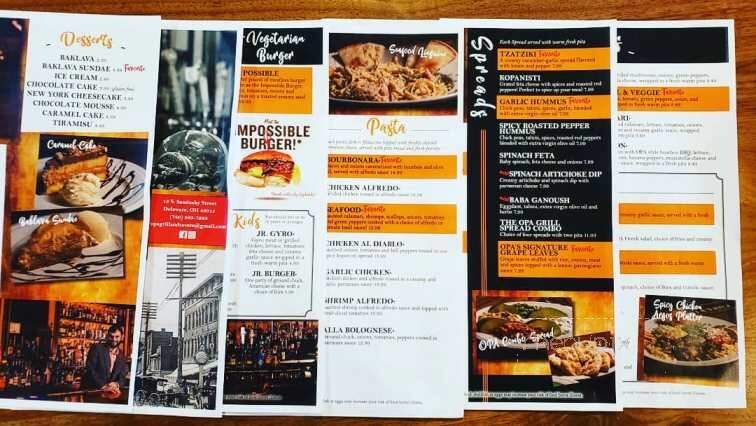 Opa Grill and Tavern - Delaware, OH menu_pic