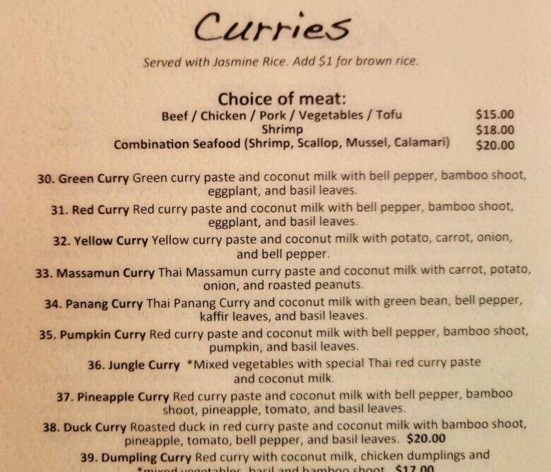 Buathong thai - Portland, OR menu_pic