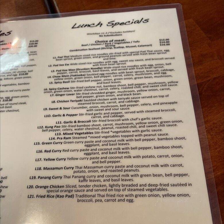Buathong thai - Portland, OR menu_pic