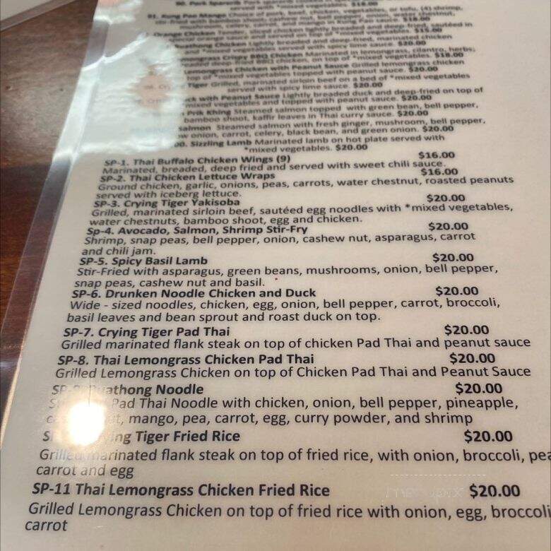 Buathong thai - Portland, OR menu_pic