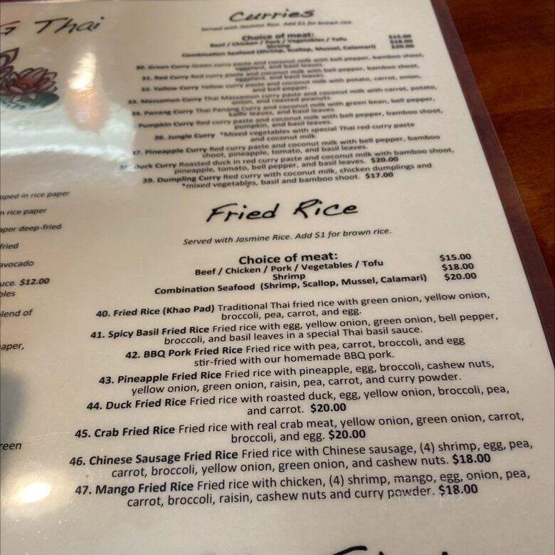 Buathong thai - Portland, OR menu_pic