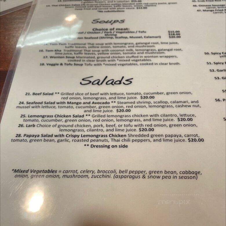 Buathong thai - Portland, OR menu_pic