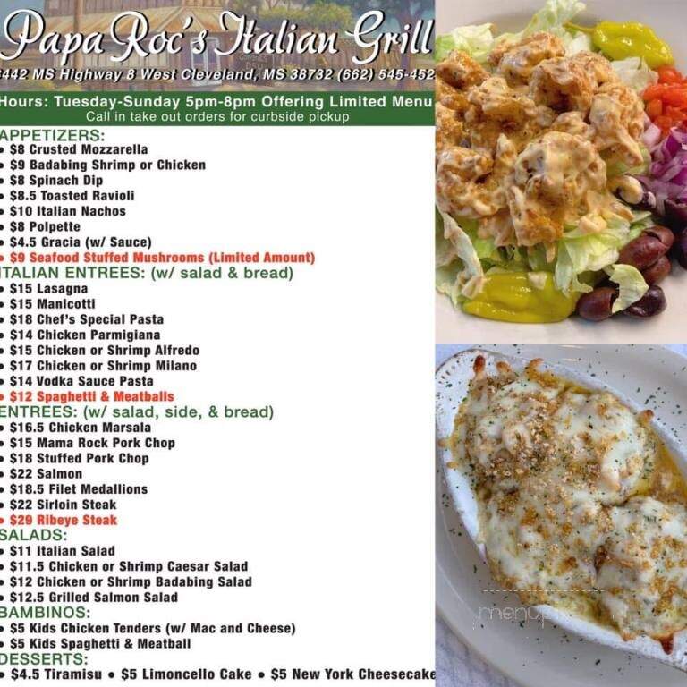 Papa Roc's - Cleveland, MS menu_pic