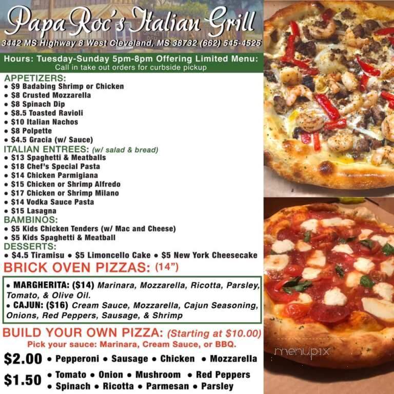 Papa Roc's - Cleveland, MS menu_pic