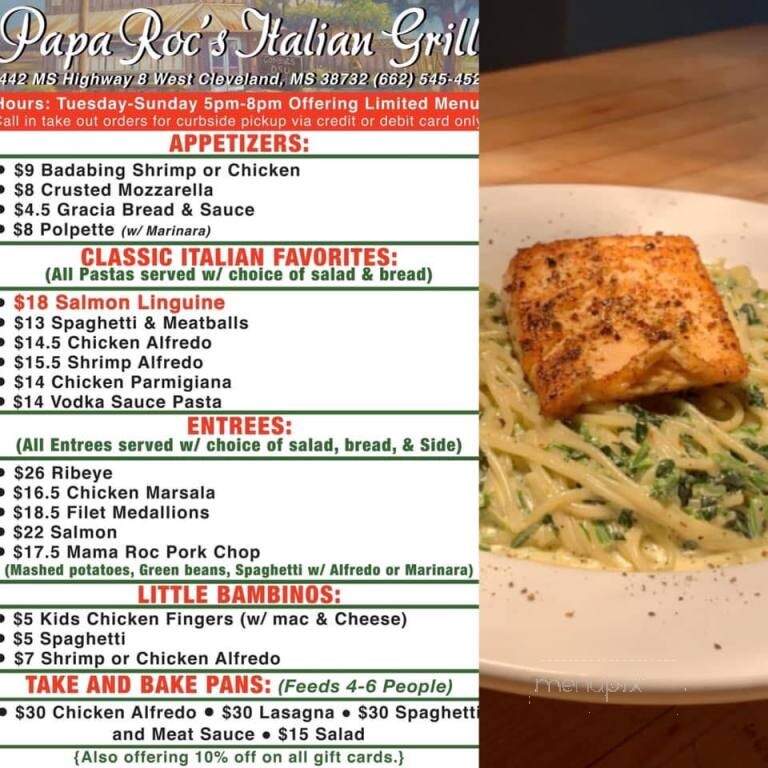 Papa Roc's - Cleveland, MS menu_pic
