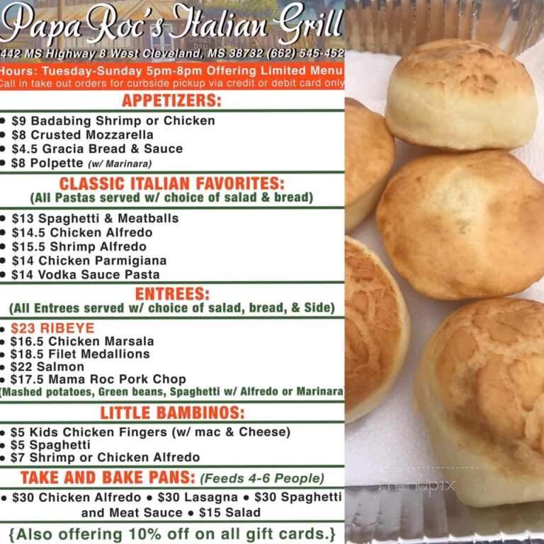 Papa Roc's - Cleveland, MS menu_pic