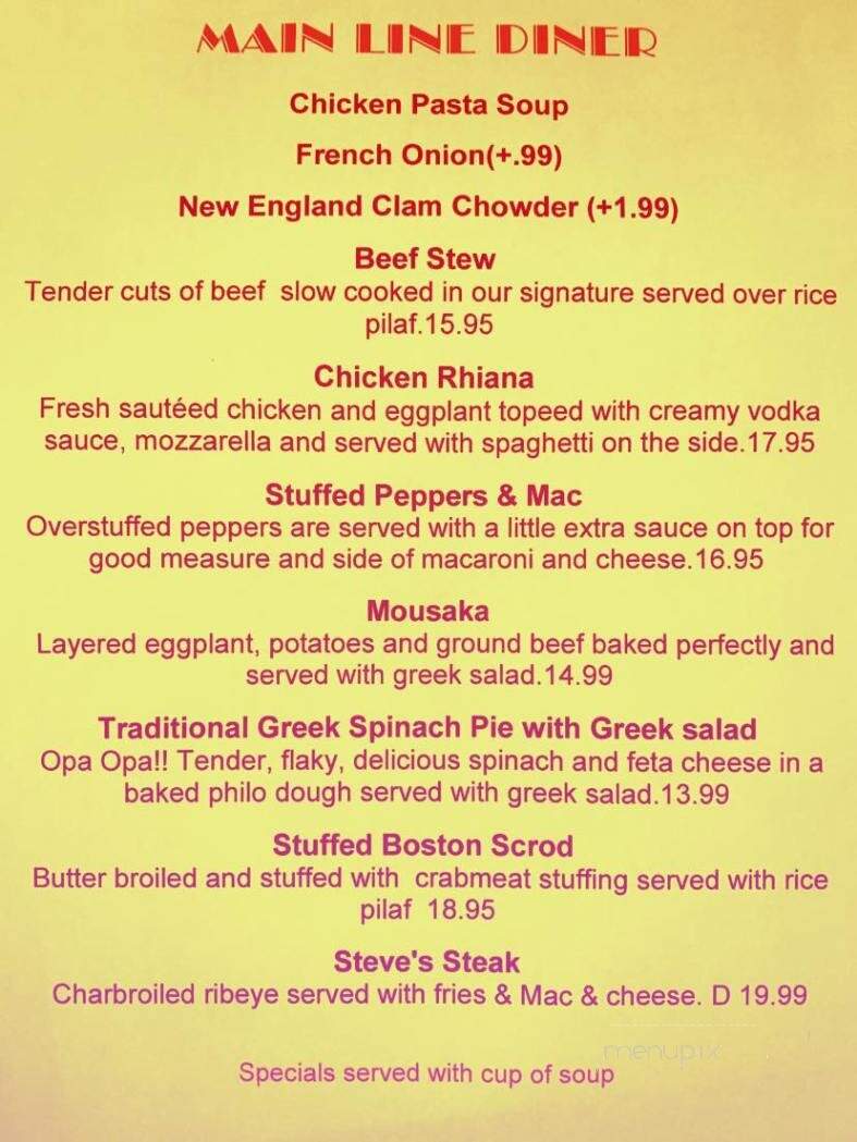 Main Line Diner & Pizza Company - Maybrook, NY menu_pic