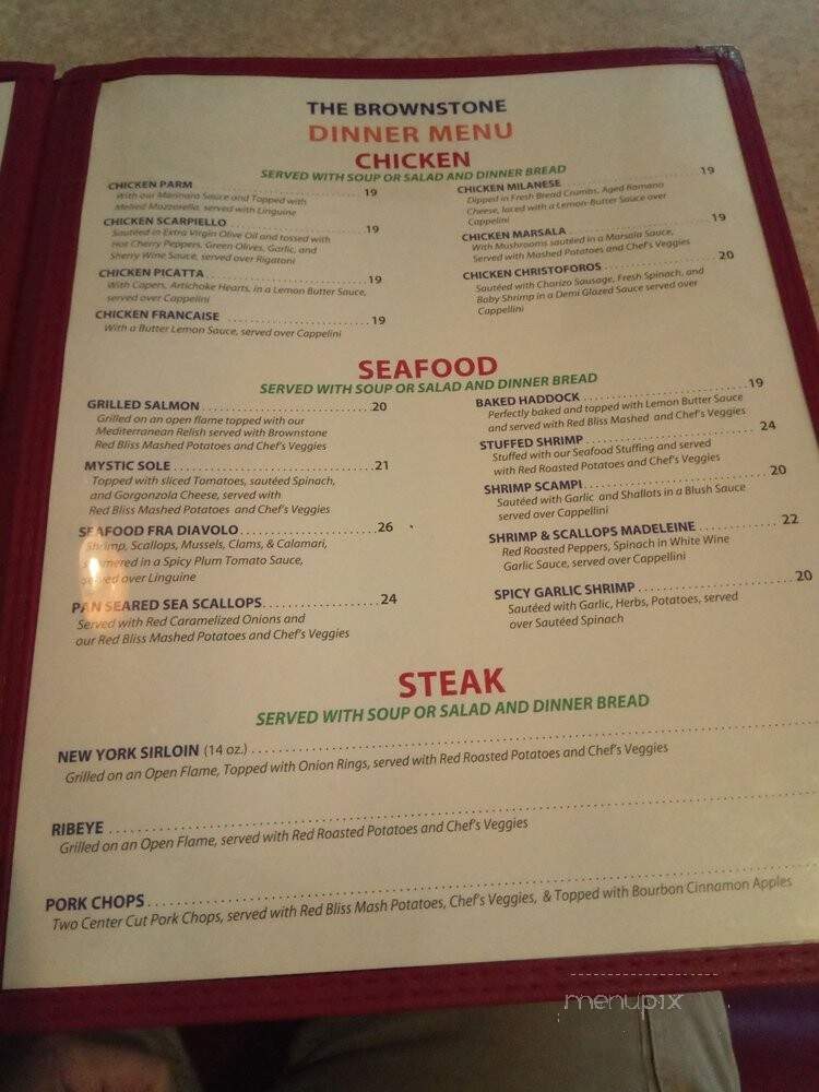 The Brownstone House Restaurant - Guilford, CT menu_pic