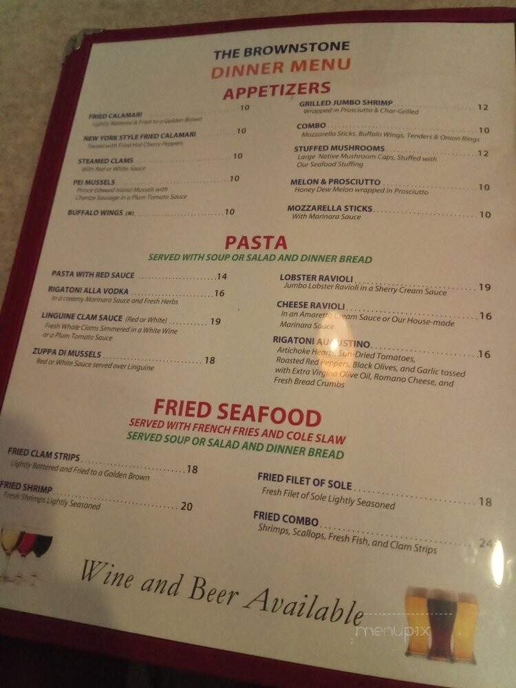 The Brownstone House Restaurant - Guilford, CT menu_pic